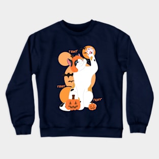 HALLOWEEN PUMPKIN TRICOLORED CAT Crewneck Sweatshirt